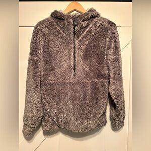 prAna Grey Permafrost Half Zip Teddy Fleece Hoodie Women’s Size Small